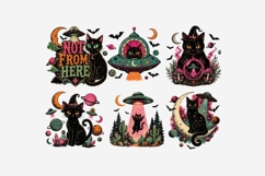Spooky UFO Black Cat Clipart Bundle Product Image 9