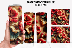 3D Flower Skinny Tumbler 20oz Wrap Design,Flowers Tumble PNG Product Image 1