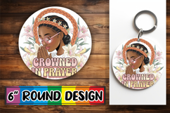 Blissful Round Keychains Sublimation, Praying Woman Product Image 1