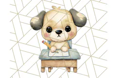 Cute Back to School Animals PNG Clipart with Books & Bags Product Image 5