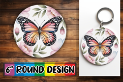 Sweet Keychain Round Design PNG, Butterfly Product Image 1