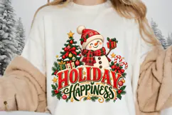 Holiday Happiness Christmas PNG, Cute Snowman & Christmas Product Image 1