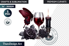 Dark Academia PNG, Gothic Butterfly Clipart Moody ephemera Product Image 1