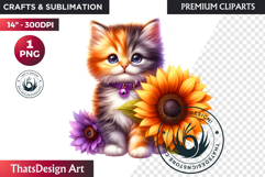 Cute Autumn Animals &amp; Sunflowers - Thanksgiving Clipart Product Image 1