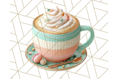 Pastel Coffee Mug Clipart PNG, Latte Iced Coffee Tea Cups Product Image 5