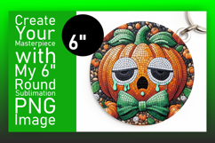 Dynamic Keychain Circle Design PNG , Cute Pumpkin Product Image 1