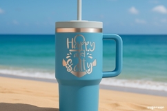 Happy And Salty SVG Engraved | Beach Quotes SVG Product Image 1