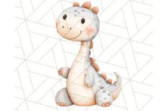 Cute Pastel Dinosaur Clipart PNG for Nursery Art, Baby Decor Product Image 5