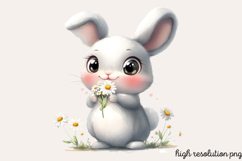 Cute Animals Daisy Flowers Clipart Product Image 1