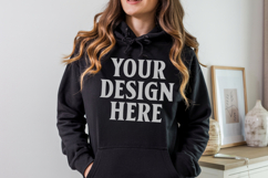 Black Gildan 18500 Hoodie Sweatshirt Mockup, 185 mock up Product Image 1