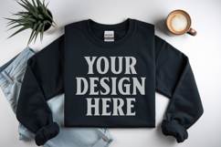 Black Gildan 18000 Folded Flat Lay Mockups Product Image 1