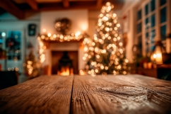 Christmas Lights Background, Winter Fireplace Background PNG Product Image 1