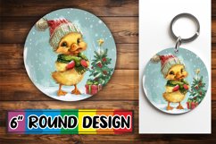 Winter Watercolor Round Design Keychain Cute Animals Product Image 1