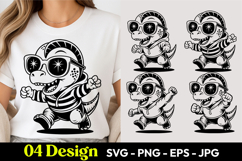 Funny Dino Cartoon SVG PNG Product Image 1
