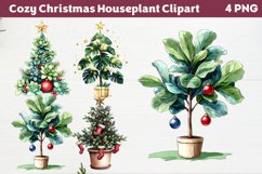 Cozy Christmas Houseplant Clipart PNG Product Image 1