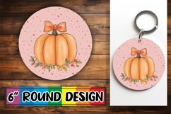 Watercolor Halloween Pumpkin Round Design PNG Fall Wrap Product Image 1
