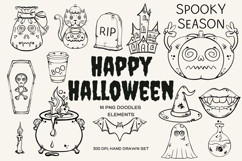 Halloween Doodles PNG Set, 14 Hand Drawn Elements Product Image 1
