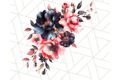 Gothic Floral PNG, Dark Aesthetic Flowers Clipart Print Product Image 5