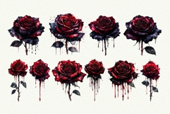 10 Dark Rose PNG Gothic Smut Dark Romance Clipart Black Red Product Image 2