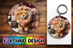 Whimsical Keychain Circle Sublimation, Valenines Animals Product Image 1