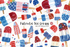 Patriotic Ice Cream Pops Clipart Product Image 1