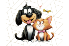 Dog and Cat Friends PNG, Cute Pet Clipart, Funny Animal Art Product Image 5
