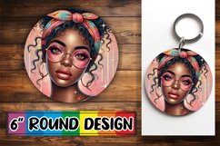 Whimsical Round Design Ornaments PNG, Afro Girl Product Image 1