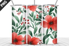 Christmas Flowers Tumbler Wrap | Sublimation Design | Tumble Product Image 4