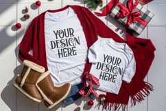 Christmas Family Matching Flat Lay T-Shirt Mockups Product Image 1
