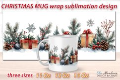Beautiful festive Christmas wrap design for sublimation on 11Oz, 12Oz and 15Oz MUGS with cute watercolor patterns.