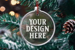 Acrylic Christmas Ornament Mockups | Clear Round Holiday Product Image 1