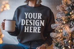 Comfort Colors 1566 Pepper Sweatshirt Mockup, Cozy Boho Product Image 1