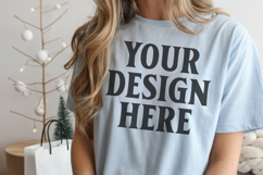 Christmas Comfort Colors 1717 Chambray T-Shirt Mockup Rea Product Image 1