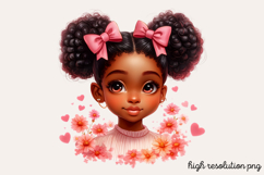 Cute Black Girl with Flower Clipart PNG Product Image 1