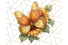 Stained Glass Butterfly and Sunflower PNG Clipart Product Image 5