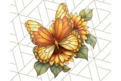 Stained Glass Butterfly and Sunflower PNG Clipart Product Image 5