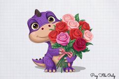 Peeking Dinosaur Valentines Day Clipart PNG Product Image 1