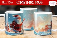 Santa mug sublimation wrap, Christmas mug template PNG Product Image 2