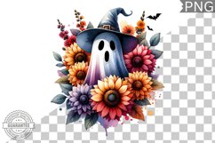 Halloween Ghost And Flowers Sublimation - Halloween Clipart Product Image 1