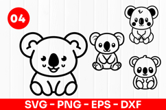 Cute Koala Cartoon Animal Baby SVG PNG Product Image 1