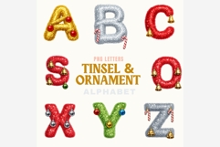 Tinsel and Ornament Christmas Alphabet PNG Bundle Product Image 5