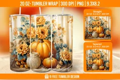 Pumpkin Tumbler Sublimation Wrap, 20 oz Fall Tumbler Wrap Product Image 1