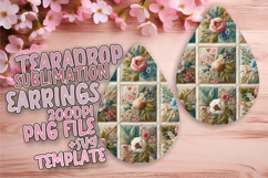 Unique Teardrop Earrings Artwork for Sublimation , Patchwork Product Image 1