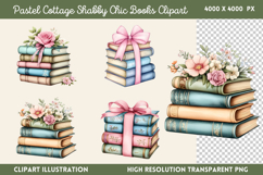 Pastel Cottage Shabby Chic Books Clipart PNG Product Image 1