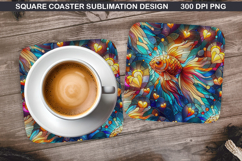 Fish Coaster Sublimation, Valentine Coaster PNG Design Product Image 1