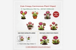 Cute Creepy Carnivorous Plant Clipart PNG, Kawaii Venus Product Image 8