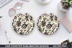 Skull Car coaster sublimation, Halloween Coaster PNG Product Image 1