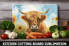 Highland Cow With Sunflowers Cutting Board Product Image 1