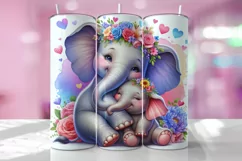 Valentine's Day Elephant Tumbler Wrap Sublimation Design Product Image 1