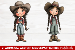 2 Whimsical Western Kids Clipart | Cute Cowboy &amp; Cowgirl PNG Product Image 1